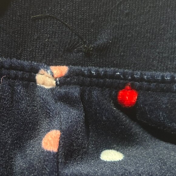 Kate Spade Navy Blue Velour Pajama Set Sz L Polka Dot Cozy Sleepwear Cabincore - Picture 12 of 12